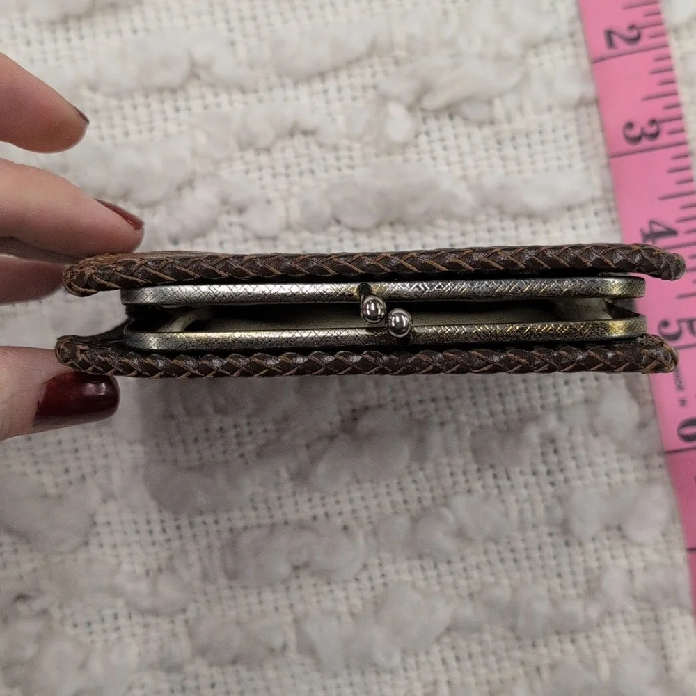 Vintage Leather Tooled Coin Purse 60s Retro Artisan Craft Handmade Wallet